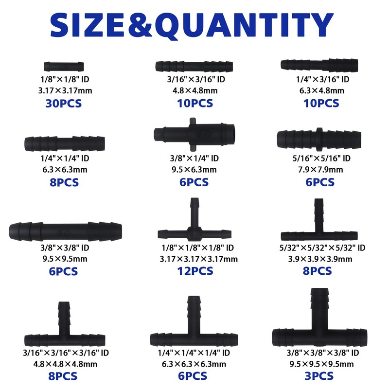 Vacuum Connector Assortment 113 PCS Heat Resistance 240℃（460℉）Automotive Vacuum Tubing