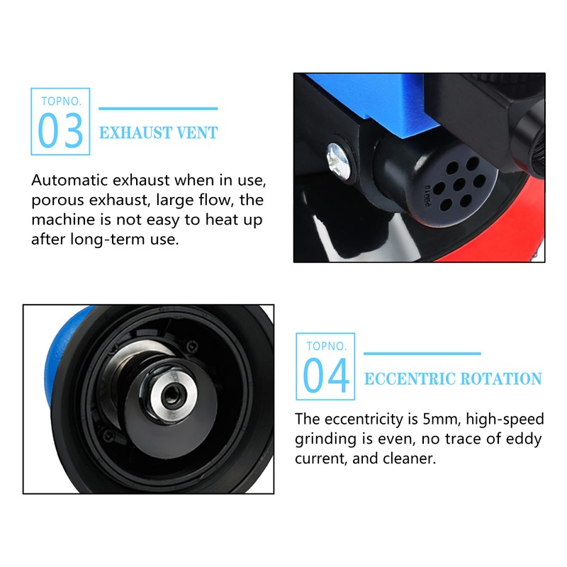 Air Random Orbital Sander 5-inch Dual Action Pneumatic Orbit Orbit