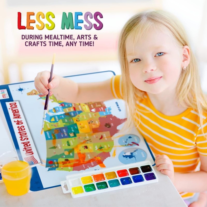 merka Kids US Map Placemat for Dining Table, Non Slip