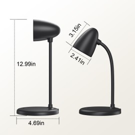 RORENSE LED Desk Lamp for Home Office,3 Light Colors,Table Lamp,Dimmable Reading Light for Bedside Small Desk Lamp for College Dorm Room,Bedroom Desk Light,Black