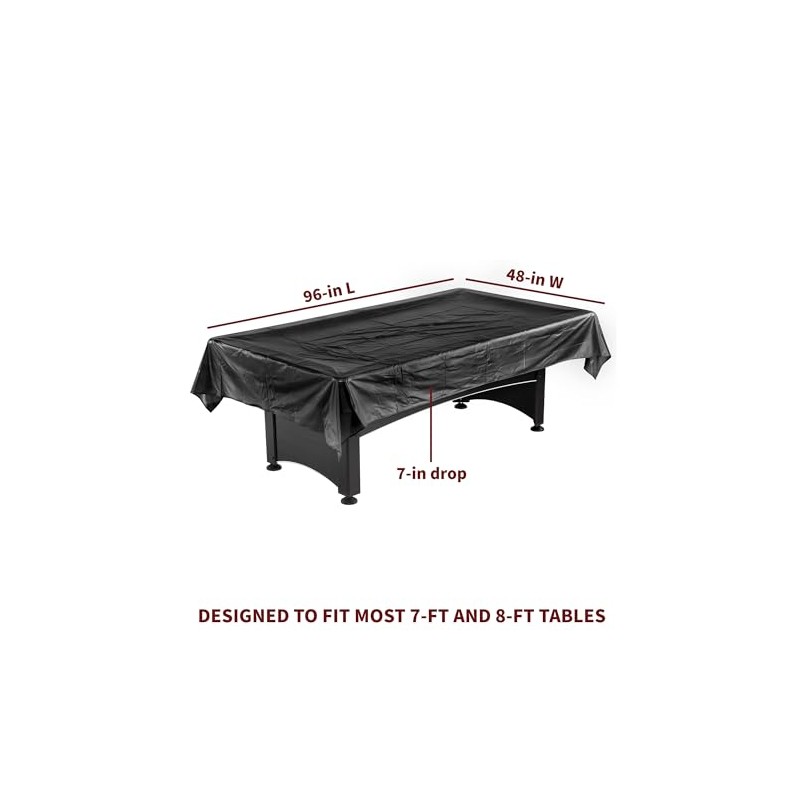 Hathaway Pool Table Billiard Dust Cover, Fits 7-8-Feet Table ,