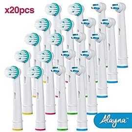 Alayna Ortho Replacement Electric Toothbrush Heads - 20 Pack Power Tip & Ortho Generic