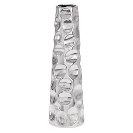 Deco 79 Ceramic Vase with Bubble Texture, 6" x 6" x 20", Silver