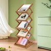 Gdrasuya10 5 Tier Bamboo Foldable Magazine Display Rack Portable Literature
