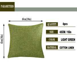 GONOVE Cushion Cover,4 Pack 45×45cm Linen Cotton Pillowcase Vintage Style Square Throw Pillow Covers Decorative Cushion Covers for Sofa, Couch, Bed, Bench