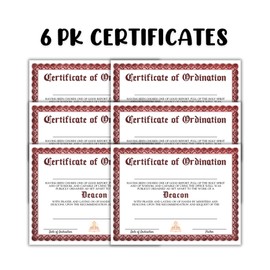 Deacon Certificate of Ordination License 6pk Linen Paper 8.5x11” New Church Membership Award Gold Clergy Recognition Folder