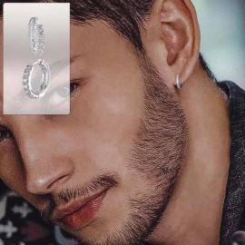 Steelt Knitted Men Women Iced Cz 925 Sterling Silver Hypoallergenic Thin Huggie Hoops Earrings