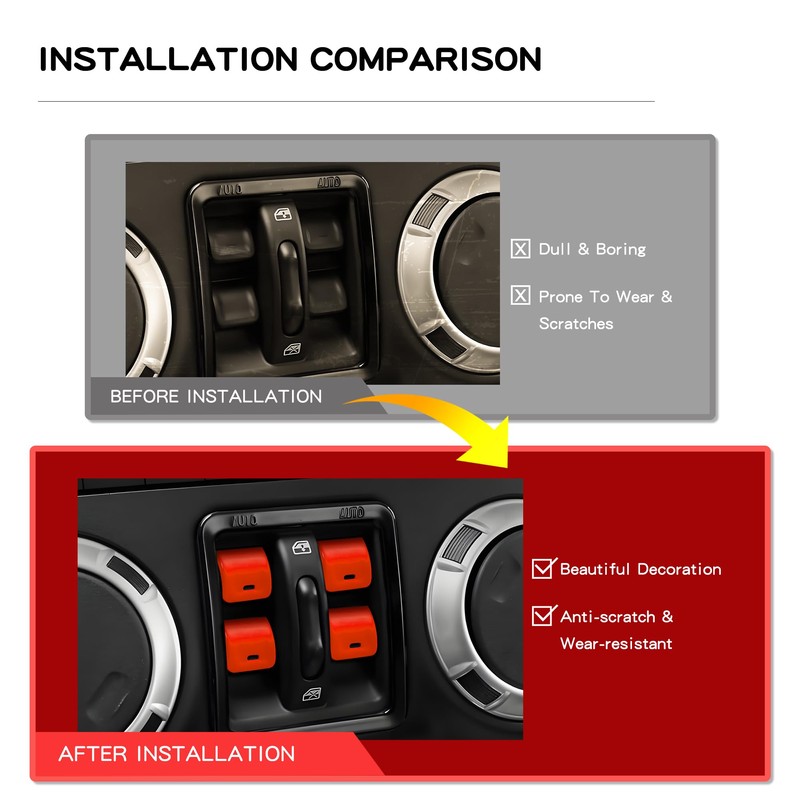 Polodunn Window Button Cover for 2012-2017 Jeep Wrangler JK &