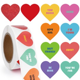 Lemicin 500 PCS Valentines Day Heart Stickers, 1 Inch Colorful Glitter Valentine's Day Stickers Crafts Labels Decorations for Kids Candy Cards Envelopes Boxes Wedding Anniversaries