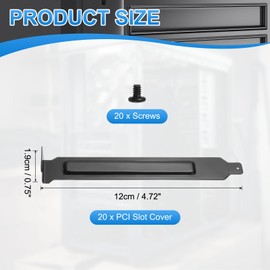 PATIKIL PCI Slot Cover Dust Filter 4.72 x 0.75 Inch, 20 Pcs Steel Dustproof Blanking Plate Ventilation Deflector Bracket Expansion Blank Plate with Screws for PC Computer Cases, Black