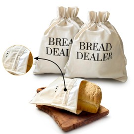Reusable Bread Bags (Set of 2) - Unbleached Organic Cotton, Leak-Proof Liner, Durable Storage for Homemade Bread - “In My Sourdough Era” Design, Bread Making Accessories
