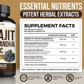 Himalayan Shilajit + Ashwagandha & Turmeric - 1610mg | Vegan Capsules with Fulvic Acid, 95% Curcuminoids & Black Pepper | Joint, Mood & Immune Support | 90 Count