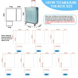 26 Inch Luggage Cover Protector Bag, Clear PVC Suitcase Cover with Luggage Strap, Tags and Stickers, Waterproof Dustproof Luggage Protector Case for Wheeled Suitcase Luggage Travel