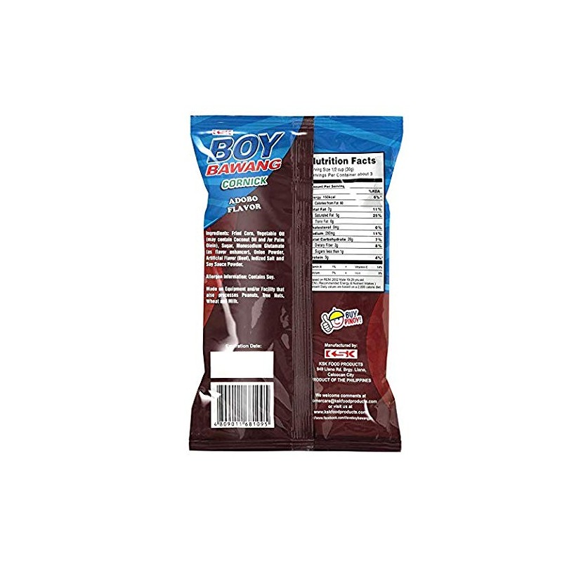 Boy Bawang Cornick Adobo Flavor 100g Pack of 6