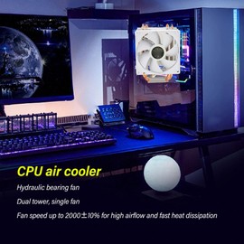 Dual Tower CPU Cooler, 9CM 2 Heat Pipes Computer CPU Cooling Fans, CPU Cooler for Intel775 1150 1151 1155 1156 1200 1700 1356 1366 for FM1 AM2 AM2+ AM3 for AMD3 AM4