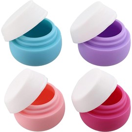 Contenedores de viaje. Tarros para cremas hecho de silicona. Recipientes de tamaño de viaje. Accesorios de viaje a prueba de fugas con tapa para maquillaje cosmético, cara, cuerpo, crema de manos (4 piezas) NO liquidos.