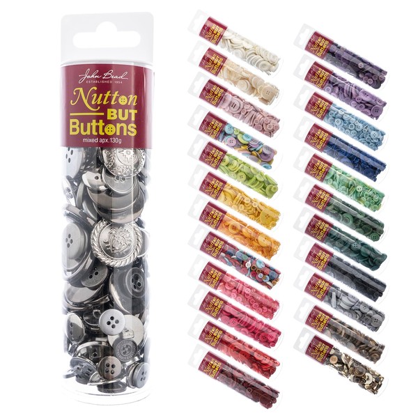 John Bead Nutton but Buttons - Silver 130g Tube Mixed