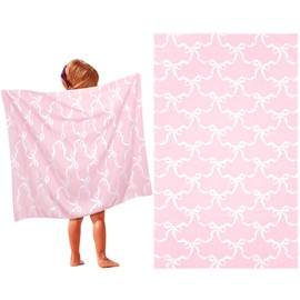 HunnmingRe Pink Bow Kids Beach Towels Coquette Girls Cute Bow Beach Towel 50 x 30 Inch Summer Absorbent Quick Dry Microfiber Pool Bath Supplies for Bath Sport Travel Swimming Camping Party Supplies