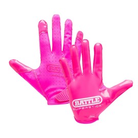 Battle Sports Doom Speed Football Receiver Gloves, SuperStick Palm, PrecisionFit Material, Adult & Youth (Pink, X-Large, Youth)