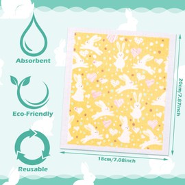 6 Pieces Easter Kitchen Dish Cloths Egg Bunny Dish Towel Quick Drying Kitchen Cloths Reusable Dishcloth Small Cleaning Cloth Rag for Kitchen Counter Wiping Cleaning
