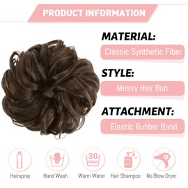 Vlasy Messy Bun Hair Piece for Women,Curly Wavy Hair Scrunchies Bun Extensions Hairpieces,Synthetic Hair Chignons Accessories Updo for Girls(6#,55g)