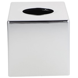Homoyoyo Steel Square Tissue Box Cover Facial Tissue Holder Silver Square Tissue Holder for Bathroom Vanity Countertops Bedroom Dresser Night Stand