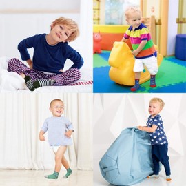 SkiBeaut Toddler Boy Socks 12 Pairs Non Slip Kids Grips Skid Socks Cotton Crew Toddlers Boy Girls Socks for 5-7 Years Old