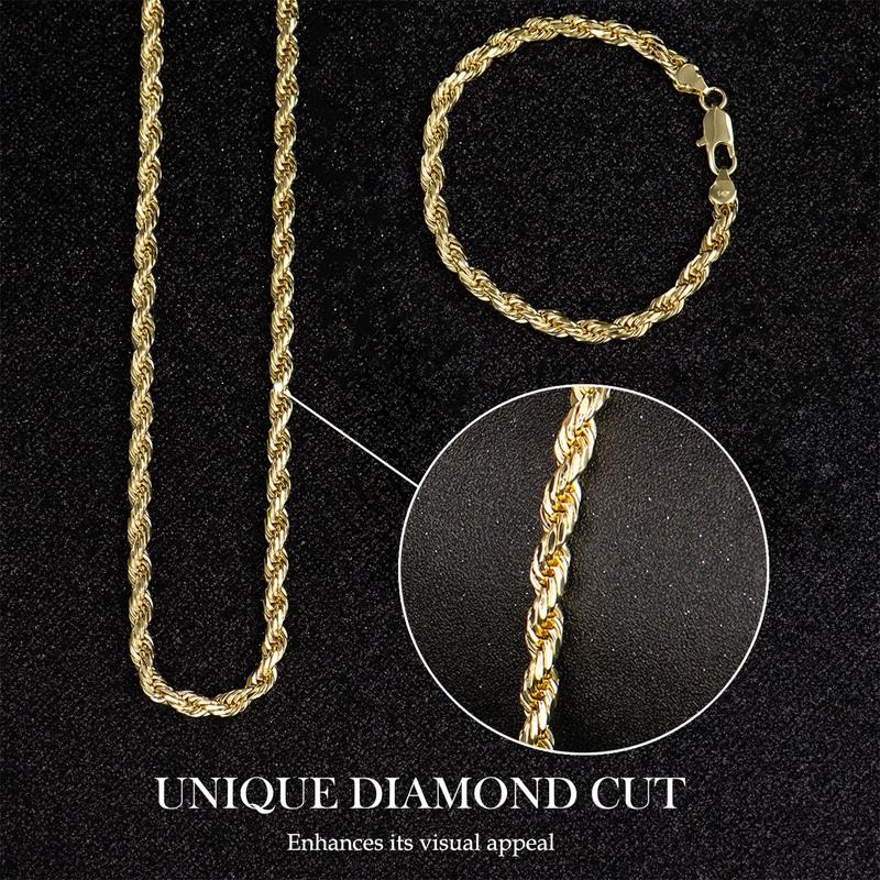 Holylegend 14K Real Gold-Plated Rope Chain for Men and Women