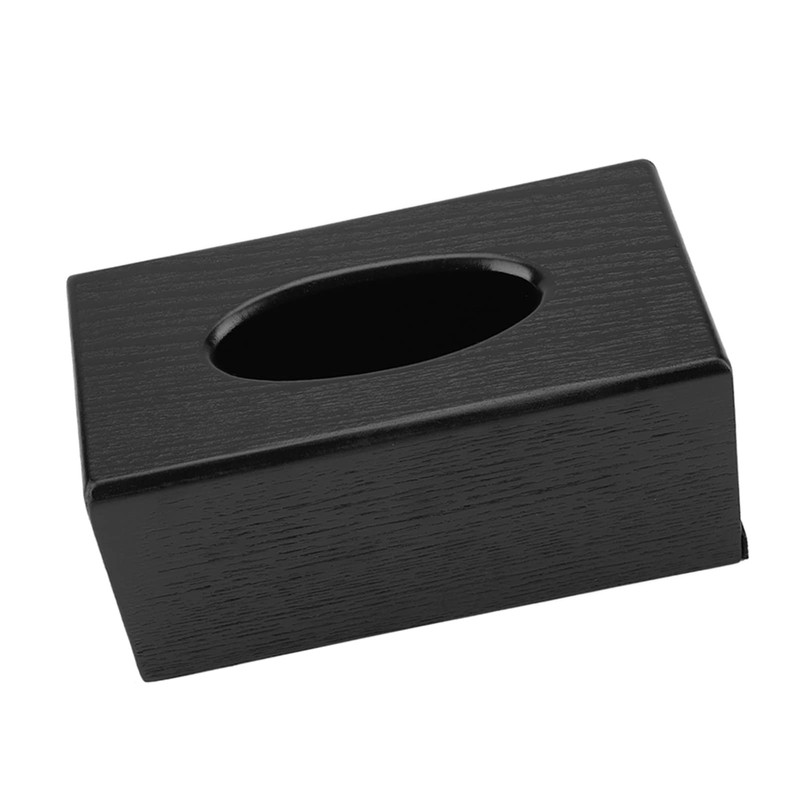 Akozon Bamboo Wood Rectangular Tissue Box - Matte Black (Black)