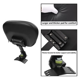 XMT-MOTO Adjustable Stitched Driver Backrest For Harley Touring 1997-later touring and trike model with One-Piece Slotted Seats