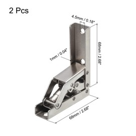 uxcell 90 Degree Folding Shelf Hinge Bracket, 2pcs Hidden Table Holder Bracket for Furniture Parts