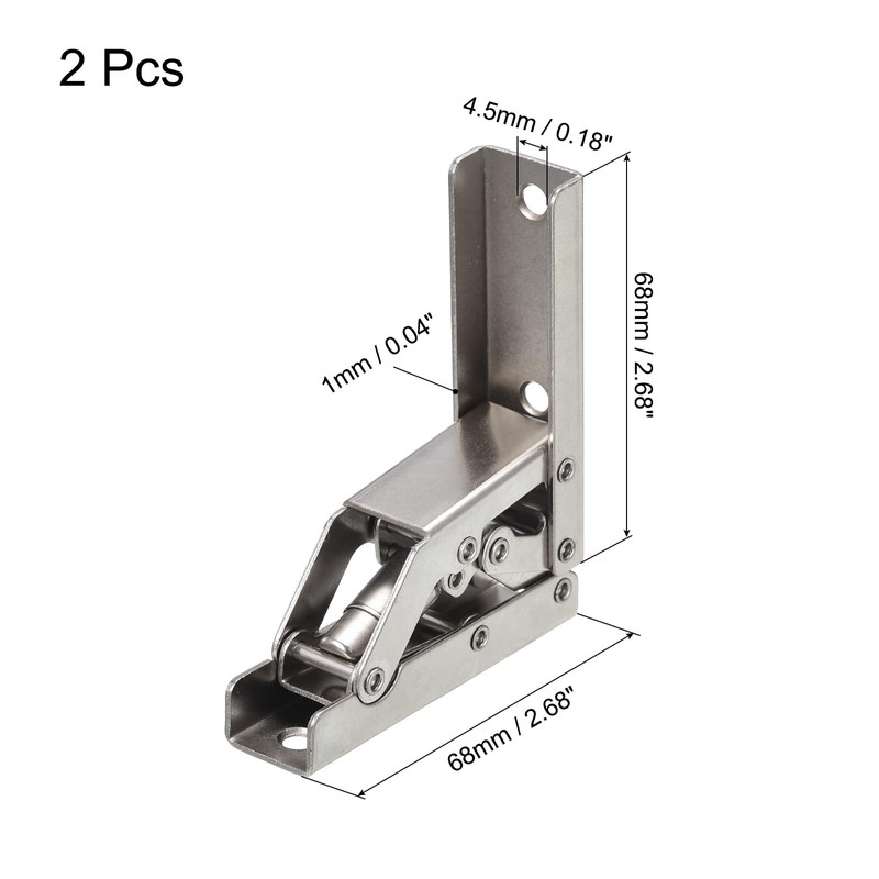 uxcell 90 Degree Folding Shelf Hinge Bracket, 2pcs Hidden Table