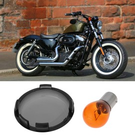OTOTEC Set of 2 Tinted Indicator Lenses for Motorcycles with Amber Bullet Bulbs Compatible with Harley-Davidson 00-22 and Compatible with Harley Sportster XL883 1200 X48