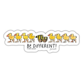 Spreadshirt Janosch Tiger Duck Be Different Saying Sticker, 10 x 10 cm, Matt White