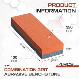 Nuanchu 4 Pcs Sharpening Stone Combination Gravel Abrasive Grinding Stone Alumina Tool Sharpener Oilstone Fine and Coarse Combination Grinding Stone Coarse and Fine Sand Particles 6 x 2 x 1