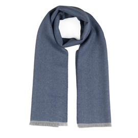 Inca Fashions - Lagom Alpaca Scarf -100% Baby Alpaca Wool - Micro Chevron with Eyelash Fringe Edge - Unisex (Blue/Platinum)