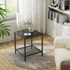 SAYGOER Black Side Table Small Glass End Table 2-Tier Narrow