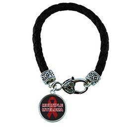 Holly Road Multiple Myeloma Awareness Black Leather Bracelet Jewelry