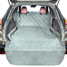 F-color SUV Cargo Liner for Dogs, Water Resistant Pet Cargo Cover Dog Seat Cover Mat for SUVs Sedans Vans with Bumper Flap Protector, Non-Slip, Large Size Universal Fit, Grey