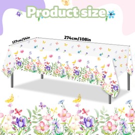 Tinoaly 3pcs Wildflower Floral Tablecloth, 108x54in Waterproof Plastic Spring Summer Flower Table Cloth Perfect Picnic Home Birthday Holiday Wedding Baby Shower Party Table Covers and Decorations