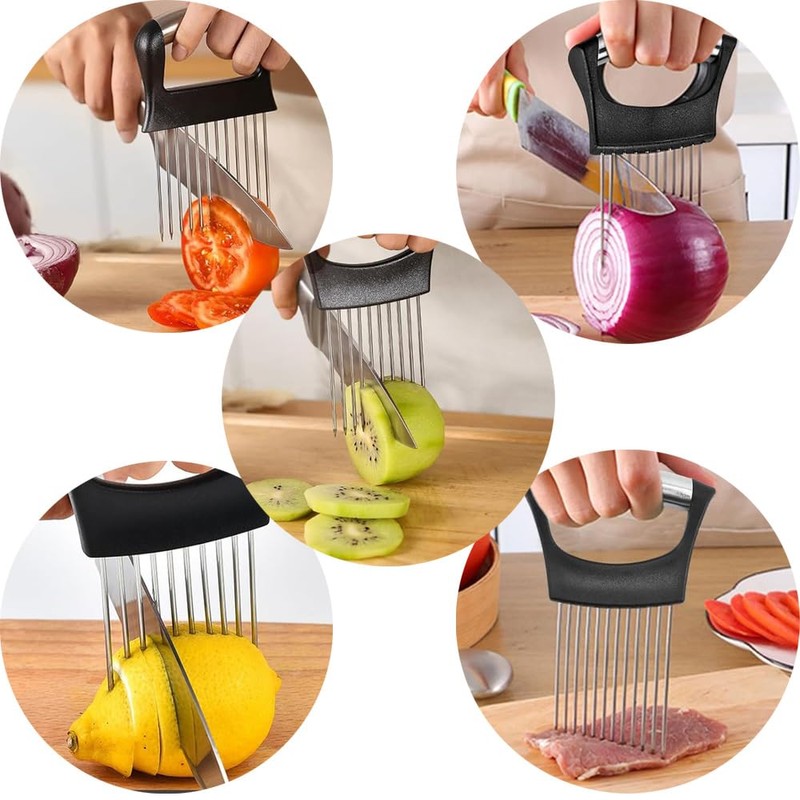 2 Pieces Onion Cutter Holder Onion Cutter Stainless Steel Vegetable