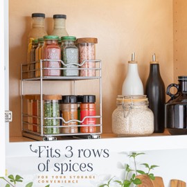 Pull Out Cabinet Organizer for Spices, Cans - Heavy Duty with Lifetime Limited Warranty- Pull Out Spice Rack- Cabinet Pull Out Shelf for Cans,Dishes, Etc, 6.-1/2"W x 10-3/8"D x 8-7/8"H, Chrome