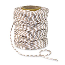 PRÄSENT Cotton Cord Ribbon - Nature/White, 50 m Cord Made of Natural Material, 2 mm Width, Two-Coloured Cord for Crafting and Decorating Birthday, Christmas, and Easter Gift Boxes - Biodegradable