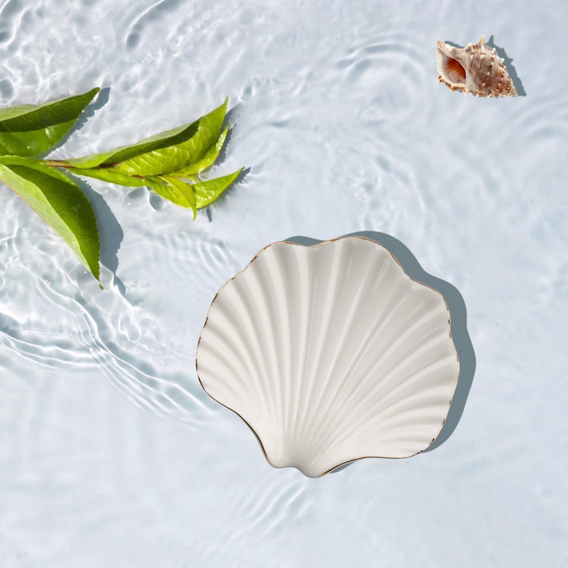 YoHyien Ceramic Soap Dish with Drainage, Shell Soap Dish for