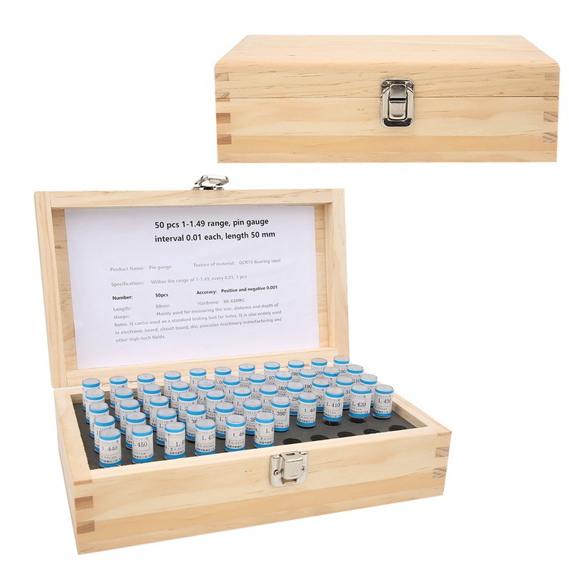 50pcs 1-1.49mm Plug Pin Gage Set 0.001mm Tolerance Bearing Steel