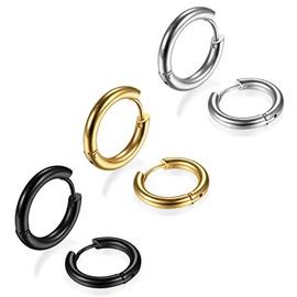Aroncent 8Pcs Womens Mens Huggie Earring Hoop Stainless Steel Ear Stud Novelty 18/20/22/24MM