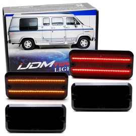 iJDMTOY Black-Out Smoked Lens Amber/Red Full LED Front/Rear Side Marker Light Kit Compatible With 1985-1995 GMC/Chevy Van Sportcan Vandura SaVana, Powered by Total 180-SMD LED