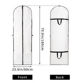 WSNIJFU Dress Garment Bag for Hanging Clothes with Zipper, 1PCS Hanging Garment Bag Waterproof Hanging Clothes Bag with Handles, Wedding Dress Covers Suit Bags for Travel Closet Storage (24x71 Inch)