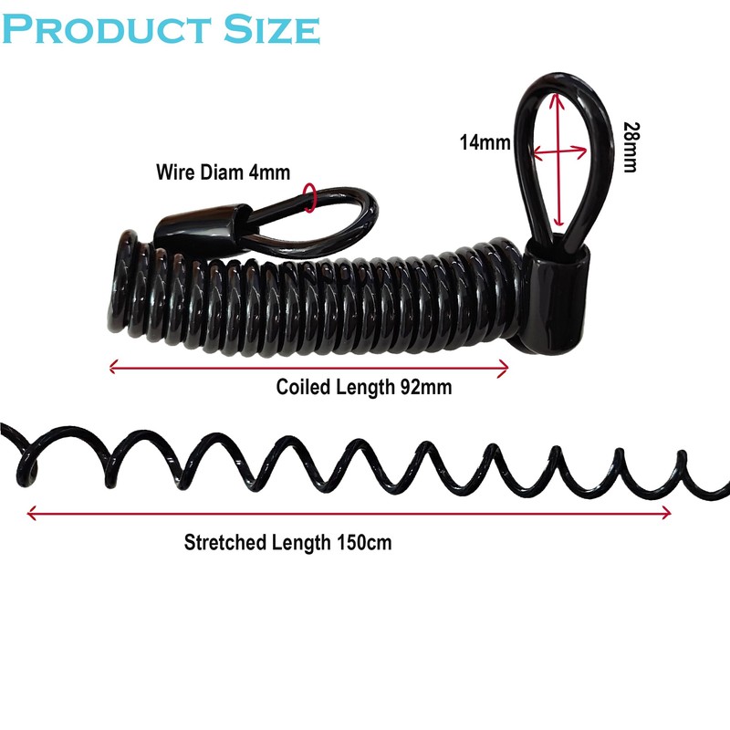 MyyYiTar 59in(1.5M) Spring Wire Cable with Loops 4mm Thickness Rubber