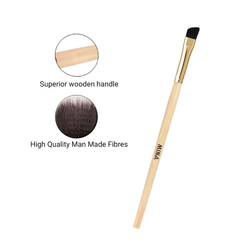 MINA ibrow Bamboo Handle Professional Angled Eyebrow Brush (Pack of
